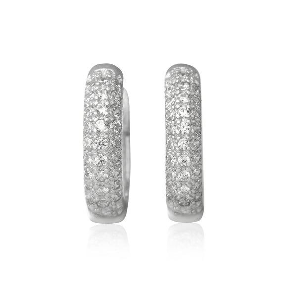 EZ-7047 Pavé Set CZ Huggie Earrings