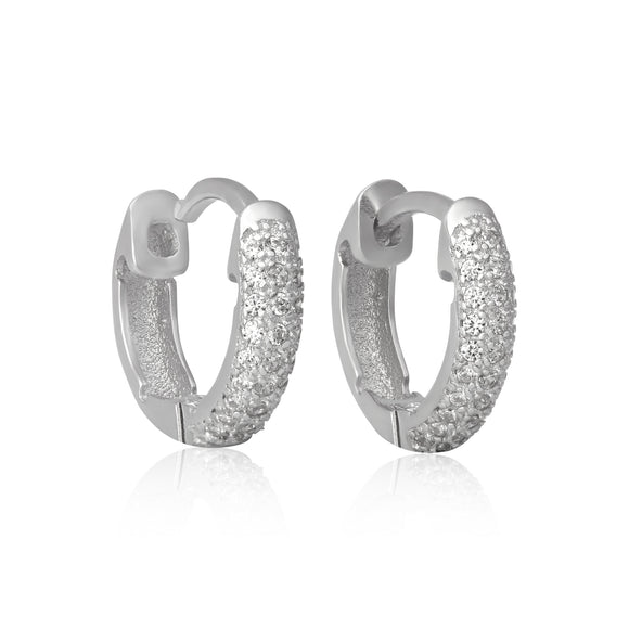 EZ-7047 Pavé Set CZ Huggie Earrings | Teeda