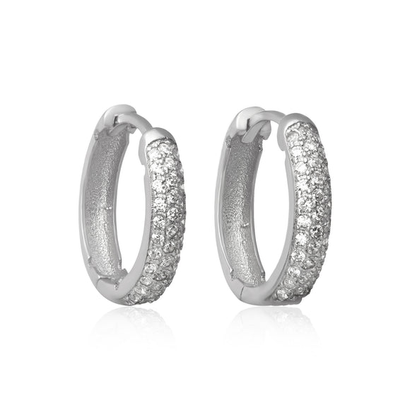EZ-7048 Pavé Set CZ Huggie Earrings | Teeda