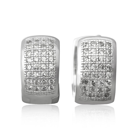 EZ-7049 Wide Micropavé CZ Huggie Earrings