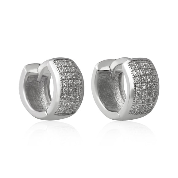 EZ-7049 Wide Micropavé CZ Huggie Earrings | Teeda