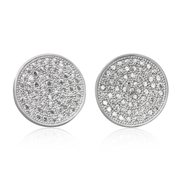 EZ-7061 Disc Micropavé Cubic Zirconia Earrings