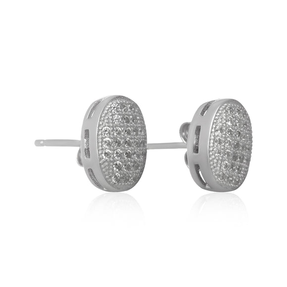 EZ-7064 Oval Micropavé Cubic Zirconia Earrings