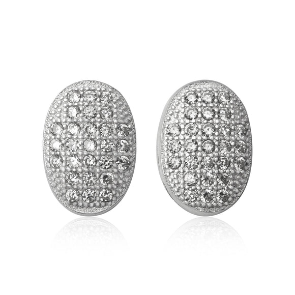 EZ-7064 Oval Micropavé Cubic Zirconia Earrings | Teeda