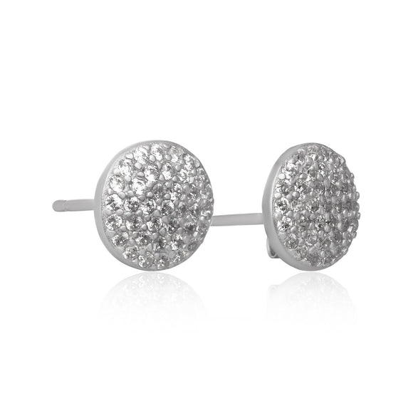 EZ-7065 Pavé Disc Cubic Zirconia Earrings | Teeda