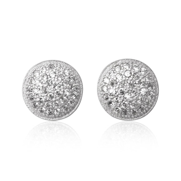 EZ-7067 Pavé Disc Cubic Zirconia Earrings | Teeda