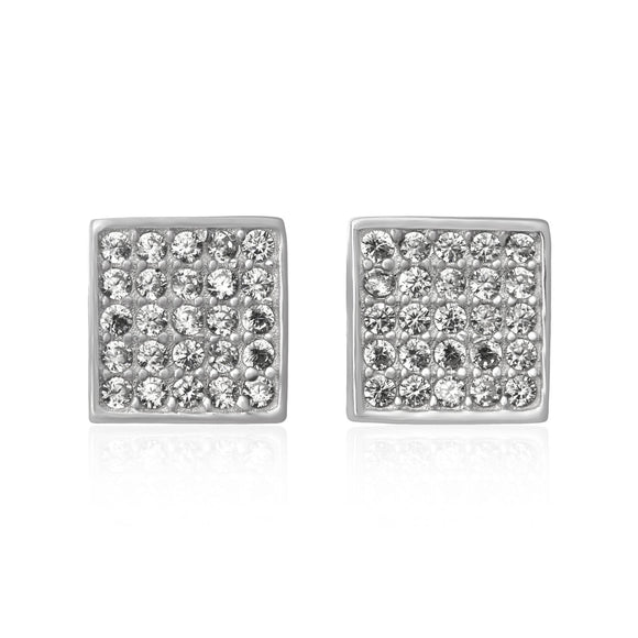 EZ-7068 Pavé Square Cubic Zirconia Earrings