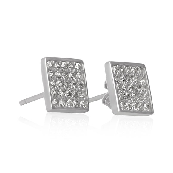 EZ-7068 Pavé Square Cubic Zirconia Earrings | Teeda