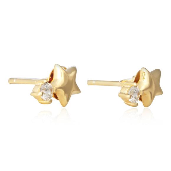 EZ-7070 Puffy Star with CZ Stud Earrings
