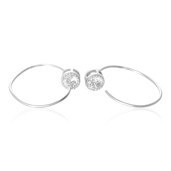 EZ-7072 Milgrain Round CZ Ear Wires - Rhodium Plated | Teeda