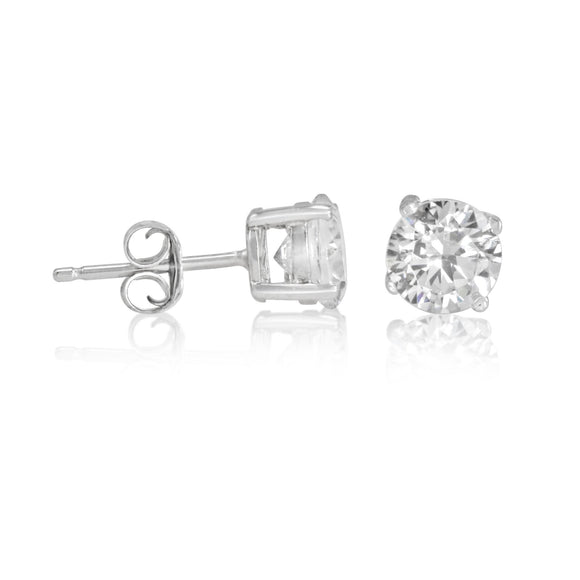 EZBR-060 Round Brilliant Cut Basket Setting CZ Stud Earrings 6mm | Teeda