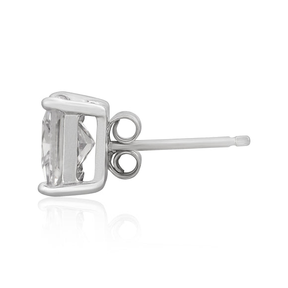 EZBS-070 Square Princess Cut Basket Setting CZ Stud Earrings 7mm