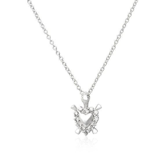 MAZ-8099 Turtle Heart CZ Earring Pendant Necklace Set