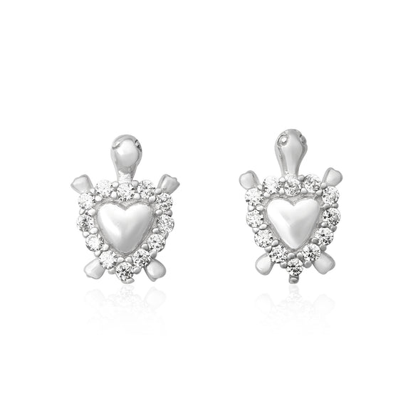 MAZ-8099 Turtle Heart CZ Earring Pendant Necklace Set