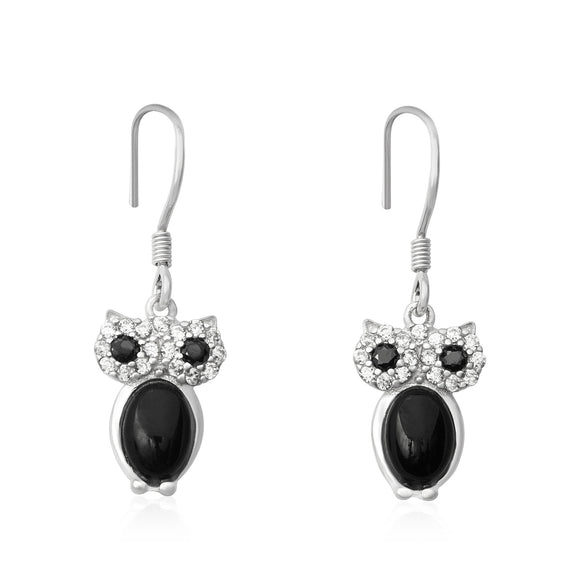 MAZ-8100 Owl Heart CZ Earring Pendant Necklace Set