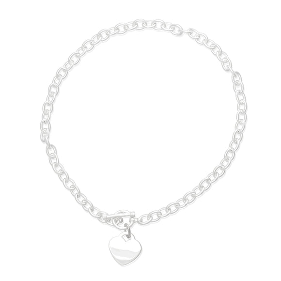 N-003-H Med Oval Link Charm Necklace - Heart | Teeda