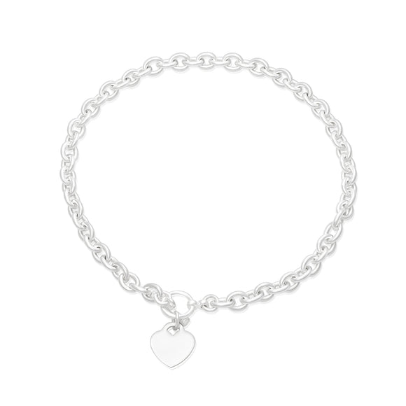 N-005-H Large Oval Link Charm Necklace - Heart | Teeda