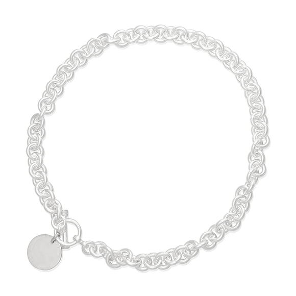 N-006-D Large Round Link Charm Necklace - Disc | Teeda