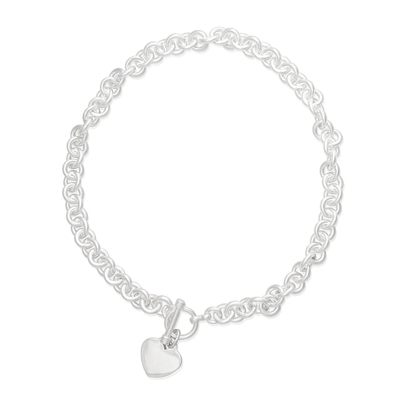 N-006-H Large Round Link Charm Necklace - Heart | Teeda