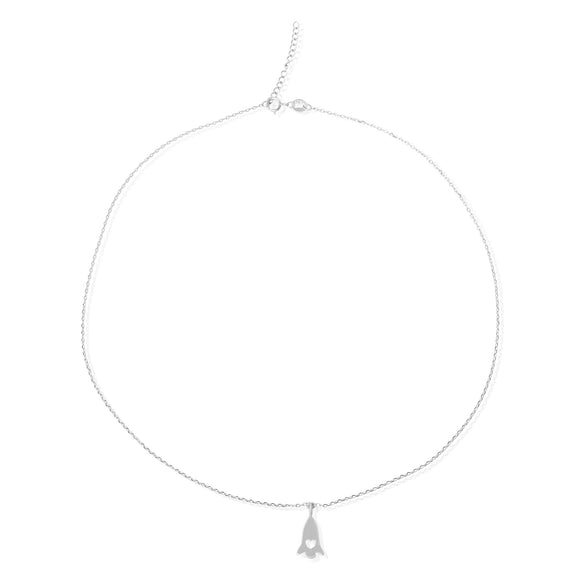 N-7005 Heart Rocket Ship Charm and Necklace Set