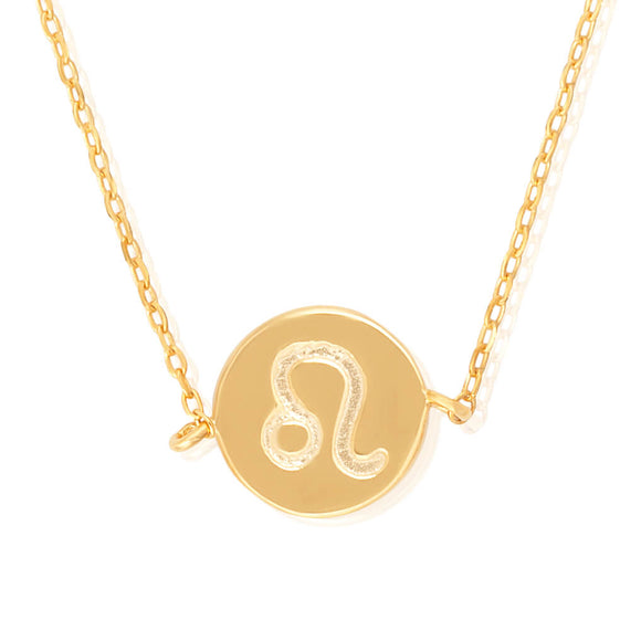 N-7009 Zodiac Symbol Charm and Necklace Set - Gold Plated - Leo | Teeda