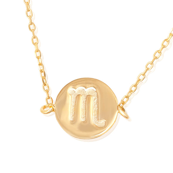 N-7009 Zodiac Symbol Charm and Necklace Set - Gold Plated - Scorpio | Teeda