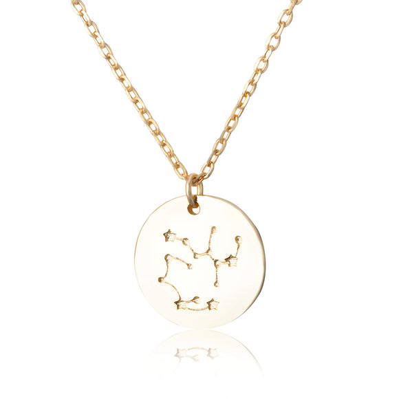 N-7016 Zodiac Constellation Disc Charm and Necklace Set - Gold Plated - Sagittarius | Teeda