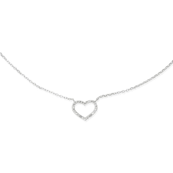 NZ-7000 Open Heart Cubic Zirconia Necklace | Teeda
