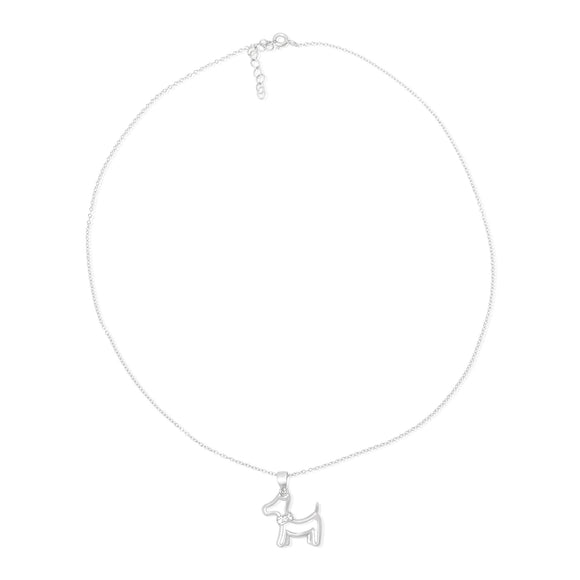 NZ-7005 Terrier Dog CZ Pendant Necklace