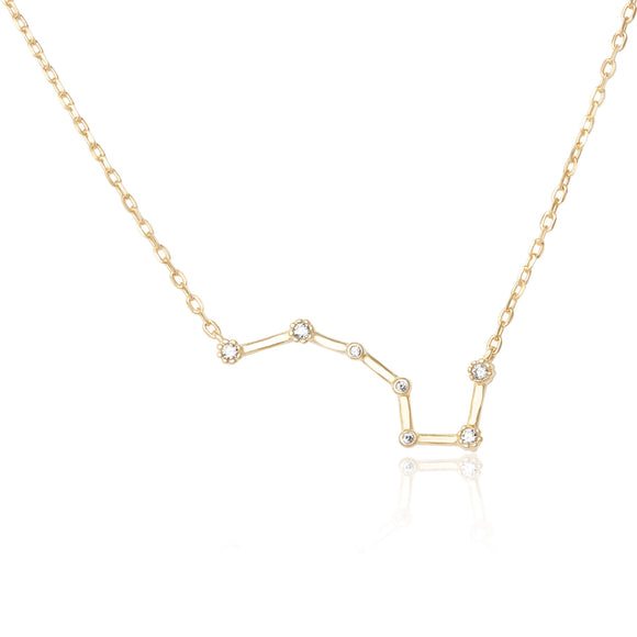 NZ-7015 Zodiac Constellation CZ Charm and Necklace Set - Gold Plated - Scorpio | Teeda