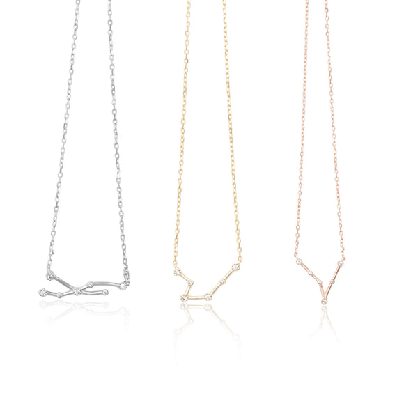 NZ-7015 Zodiac Constellation CZ Charm and Necklace Set | Teeda