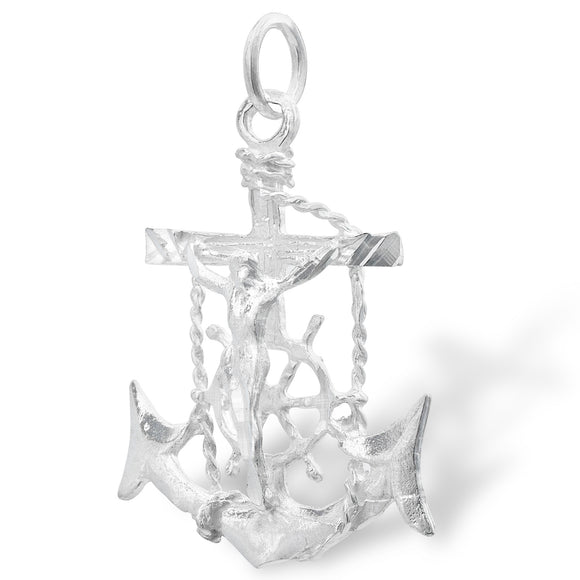 P-2280 Jesus Crucifix Anchor Med Charm | Teeda