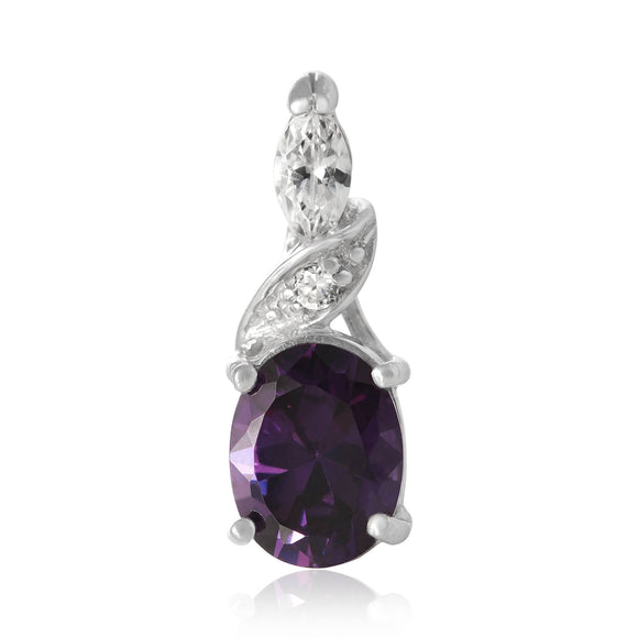PZ-5230-AM CZ Drop Pendant - Amethyst | Teeda