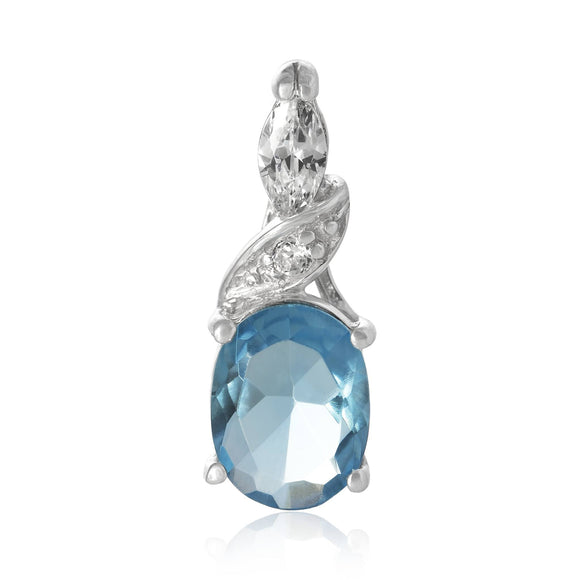 PZ-5230-AQ CZ Drop Pendant - Aqua | Teeda