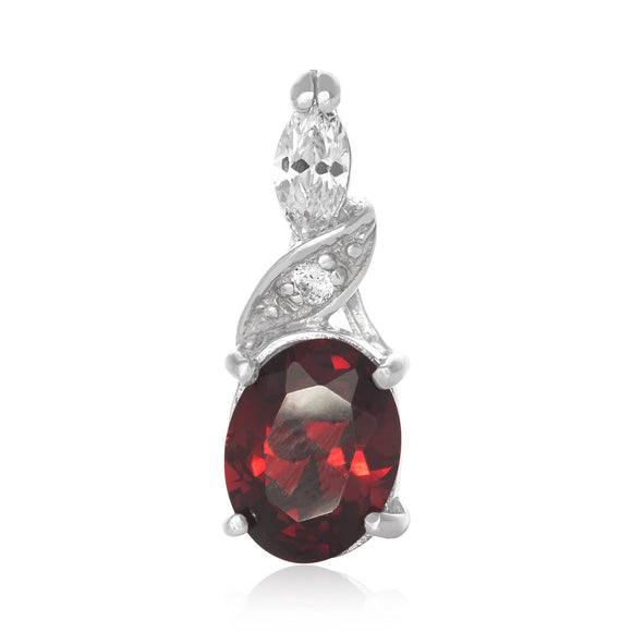 PZ-5230-GG CZ Drop Pendant - Garnet | Teeda