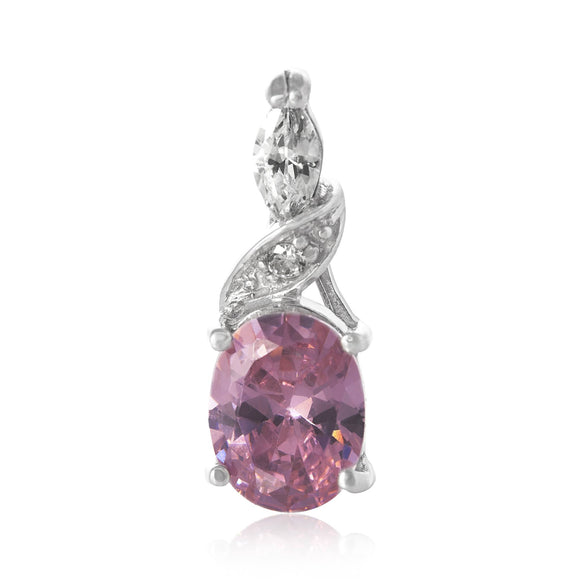 PZ-5230-P CZ Drop Pendant - Pink | Teeda