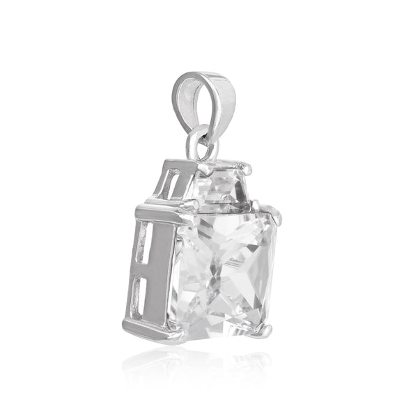 PZ-5300 Emerald Cut w Baguette CZ Pendant | Teeda