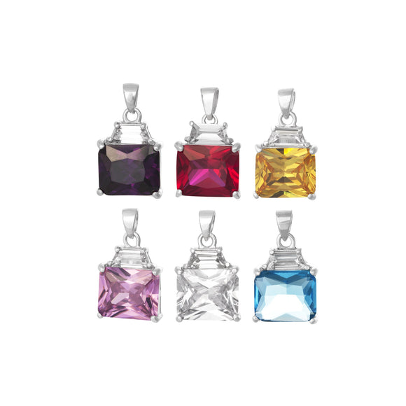 PZ-5300 Emerald Cut w Baguette CZ Pendant