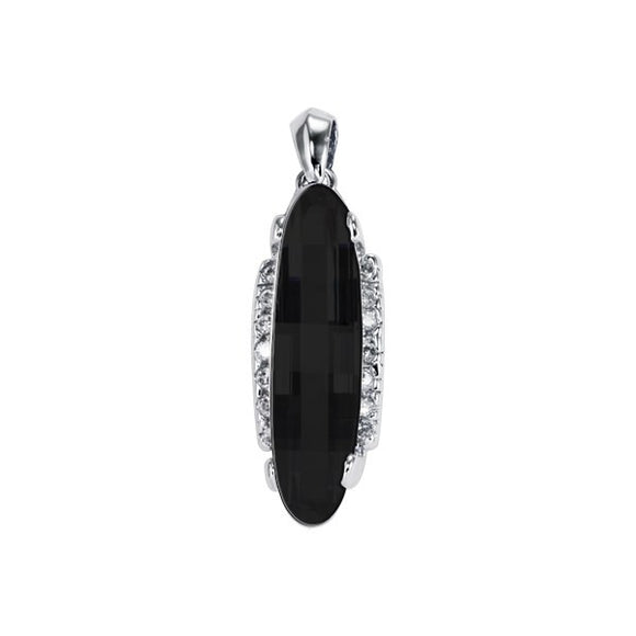 PZ-7005-B Faceted CZ Pendant - Black | Teeda