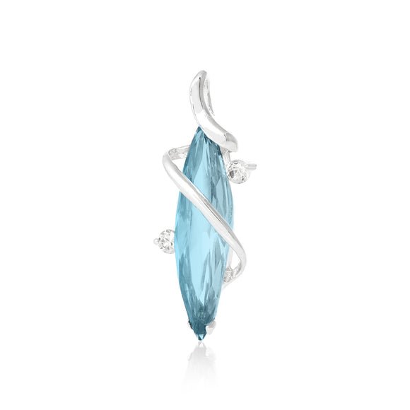 PZ-7014-AQ Marquise Strand Wrapped CZ Pendant - Aqua | Teeda