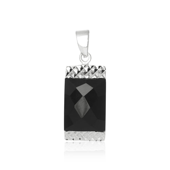 PZ-7017 Briolette Faceted Rectangle CZ Pendant