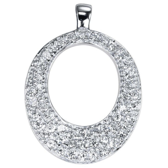 PZ-7039 Open Oval Pavé CZ Pendant | Teeda
