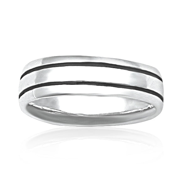 R-1020 Groove Silver Band | Teeda
