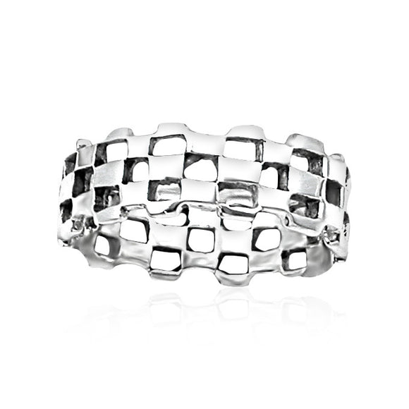 R-1040 Checkered Silver Band | Teeda