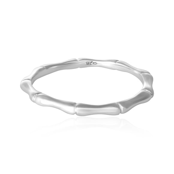R-5006 Bamboo Band Ring - Rhodium Plated | Teeda