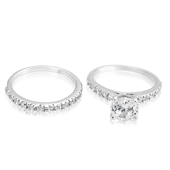 RSZ-2145 Cubic Zirconia Engagement Wedding Ring Set