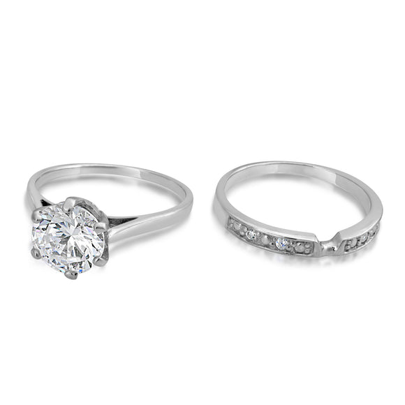 RSZ-2147 Cubic Zirconia Engagement Wedding Ring Set