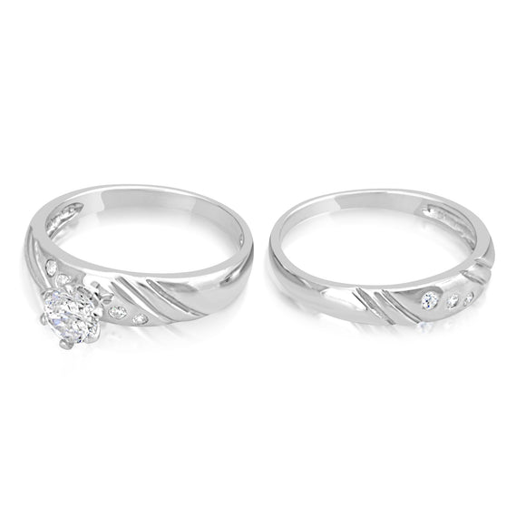 RSZ-2148 Cubic Zirconia Engagement Wedding Ring Set