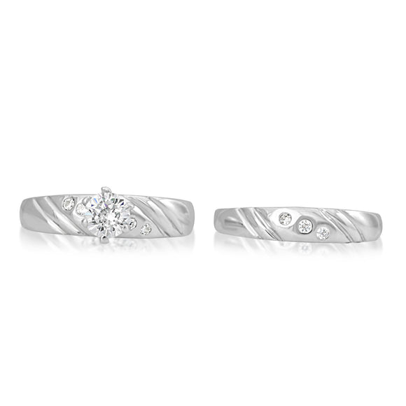 RSZ-2148 Cubic Zirconia Engagement Wedding Ring Set