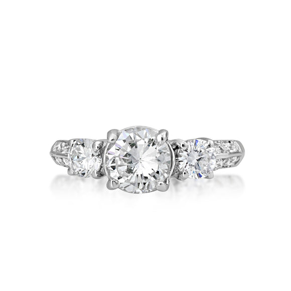 RSZ-2152 Knife Edge Trio CZ Engagement Wedding Ring Set